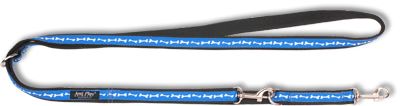 Vodítko pro psa přepínací nylonové - modré se vzorem kost - 2 x 100 - 200 cm