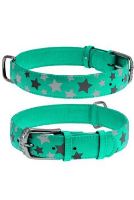 Obojek kožený Stars mint (38-49cm/2,5cm)