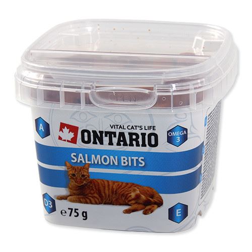 Akce Ontario Snack Salmon Bits  - pochoutka losos pro kočky 75 g