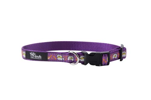 Obojek pro psa nylonový - fialový se vzorem pes - 2 x 35 - 50 cm