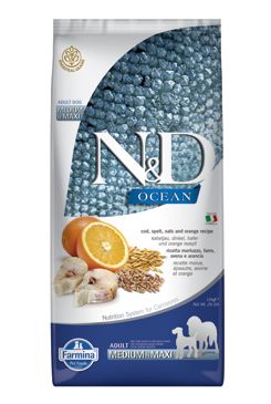 N&D Granule Ocean Dog Adult M/L Codfish & Spelt & Oats & Orange 12kg