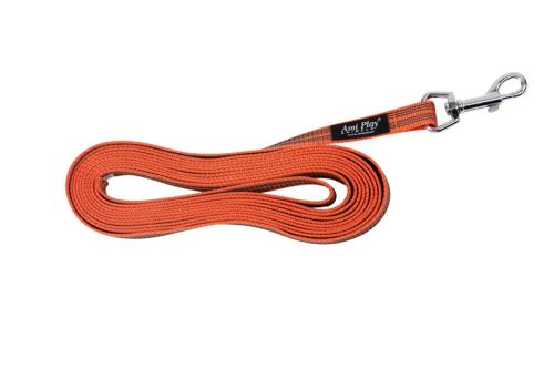 Vodítko pro psa výcvikové s vetkanou gumovou nítí - oranžové - 1,6 x 500 cm