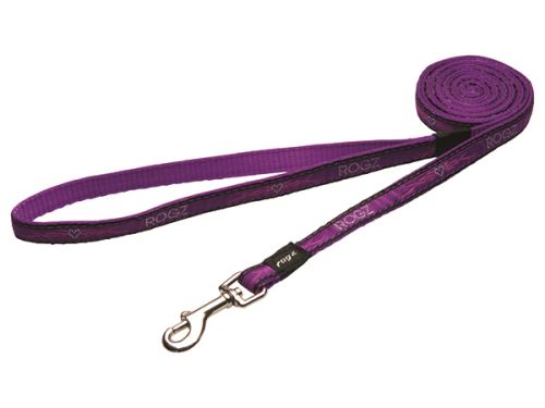 Nylonové vodítko pro psy - Rogz Fancy Dress Purple Chrome - 1,6 x 180 cm