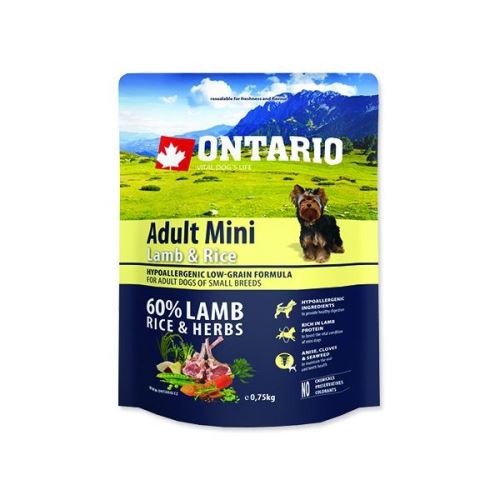 Ontario Adult Mini Lamb & Rice 750 g
