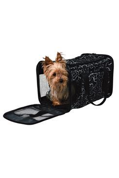 Trixie Nylonová cestovní taška pro psy a kočky černá s kostičkami, 42x27x26 cm
