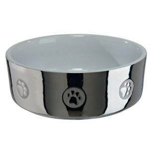 Trixie Keramická miska pro psy s packami stříbrno-bílá 1 500 ml 19 cm