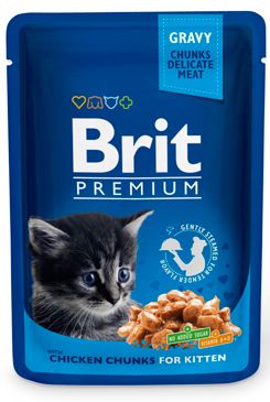 Brit Premium Kitten Chicken Chunks - kuřecími kousky pro koťata 100 g