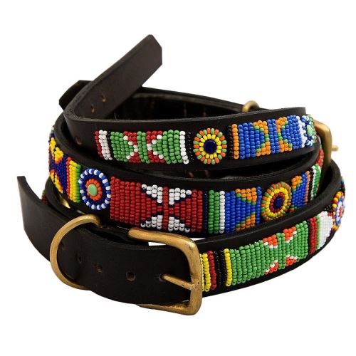 Non-Stop Dogwear Color Masajský kožený obojek, velikost 20
