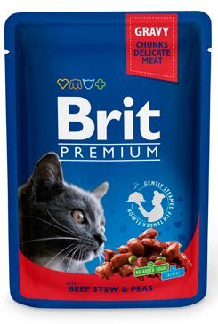 Brit Premium Cat Beef Stew & Peas - kapsička hovězí & hrášek pro kočky 100 g