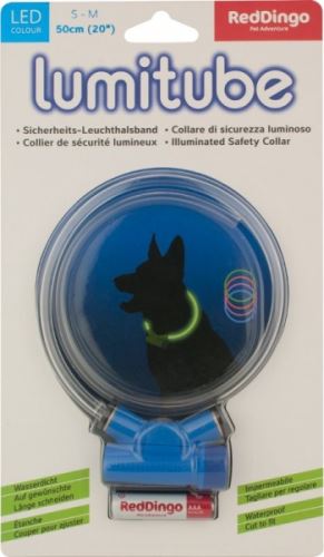Obojek pro psa svítící - Red Dingo Lumitube led - modrý - 15 - 50 cm