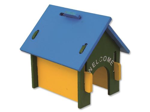 Domek SMALL ANIMAL dřevěný barevný 17 x 15 x 17,5 cm