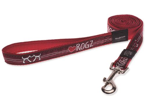 Vodítko pro psa nylonové - Rogz Fancy Dress Red Heart - červené - 2 x 180 cm
