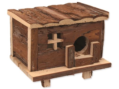 Domek SMALL ANIMAL Srub dřevěný s kůrou 18 x 13 x 13,5 cm