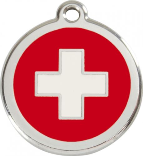 Red Dingo Známka červená vzor švýcarský kříž