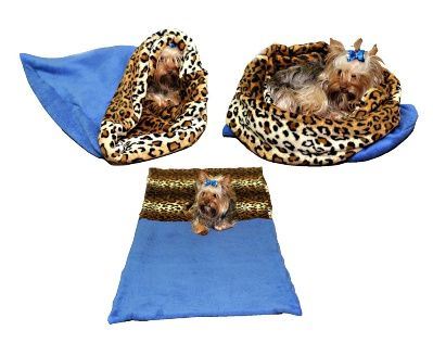Marie Brožková Marysa Spací pytel 3v1 XL pro psy a kočky modrý vzor leopard
