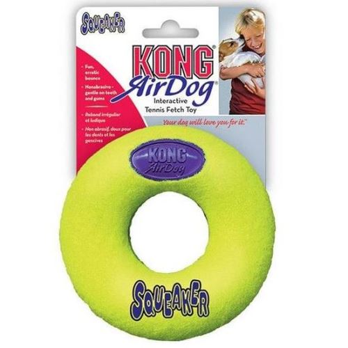 Kong Air Dog Tenis Donut Pískací gumový kroužek ve tvaru koblihy