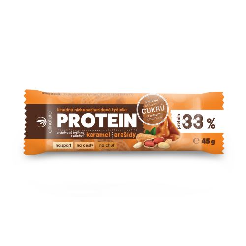 Allnature Proteinová nízkosacharidová tyčinka 33% karamel a arašídy 45 g