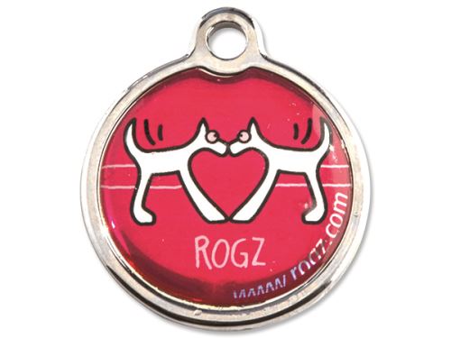 Rogz Red Heart Kovová známka pro psy - velikost S, průměr 20 mm