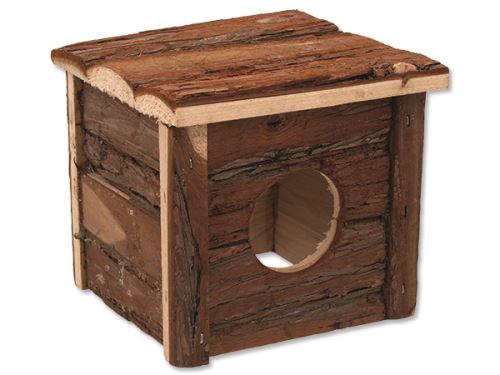 Domek SMALL ANIMAL dřevěný s kůrou 15,5 x 15,5 x 14 cm
