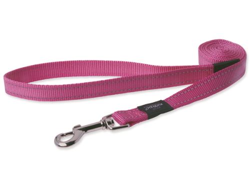 Vodítko pro psa nylonové - reflexní - Rogz Utility - růžové - 1,1 x 180 cm