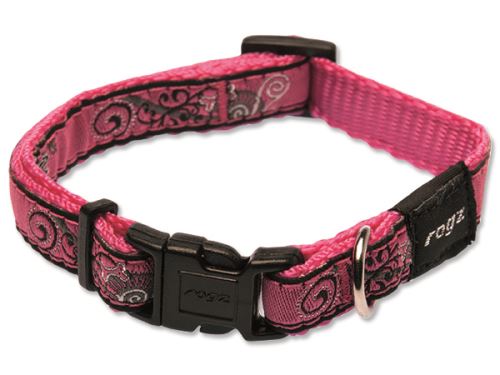 Obojek pro psa nylonový - Rogz Fancy Dress Pink Bone - 1,1 x 20 - 32 cm