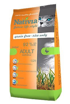 Nativia Cat Adult Duck & Rice Hairball - kachna & rýže pro dospělé a dlouhosrsté kočky