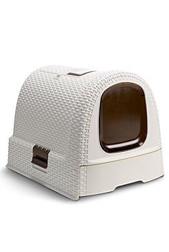 Curver Rattan - Toaleta pro kočky krytá vintage, 39x39x51 cm