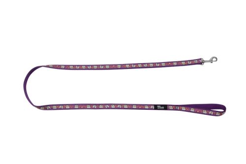 Vodítko pro psa nylonové - fialové se vzorem psa - 1,5 x 140 cm