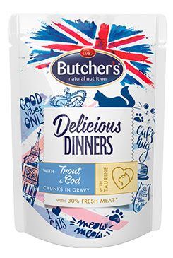 Butcher's Cat Class.Delic.Dinn.pstruh+treska kapsa100g