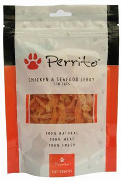Perrito Chicken & Seafood Jerky - kuře & mořské plody pamlsek pro kočky 100 g