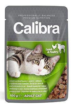 Kapsička pro kočky s jehněčím a drůbežím masem v omáčce Calibra Cat100 g