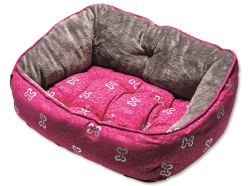 Rogz Trendy Pink Bones Pelíšek s polštářkem pro psy, velikost S, 48x35x24,5 cm