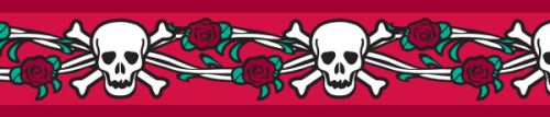 Red Dingo Obojek polos. 25 mm x 41-62 cm - Skull & Roses Red