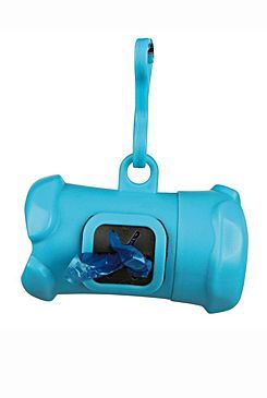 Trixie Pouzdro plastové tvaru kost s bočním otvorem modré se sáčky