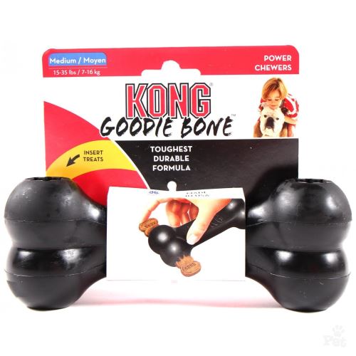 Kong Goodie Bone gumová plnitelná interaktivní kost pro psy černá - velikost M