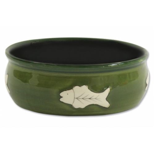 Magic Cat miska keramická zelená s rybkou - 12,5 cm