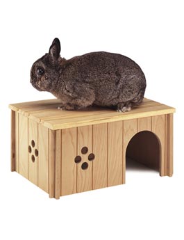 Ferplast SIN 4646 Dřevěný domeček pro drobná zvířata - L, 34,5x24x16,5 cm