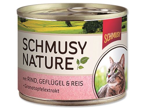 Schmusy Nature Menu konzerva - hovězí & drůbež 190 g