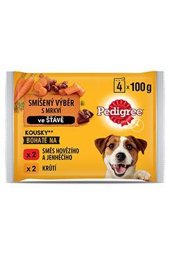 Pedigree Kapsička hovězí+jehně/krůta+tele 4 pack 4x100g