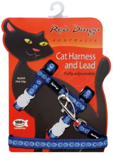 Red Dingo Postroj s vodítkem - kočka - Cosmos Blue