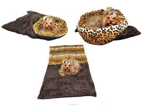 Marie Brožková Marysa Spací pytel 3v1 XL pro psy a kočky tmavě šedý vzor leopard
