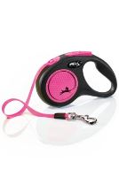 Vodítko FLEXI Neon S pásek 5m/15kg černá/zelená NEW (2)