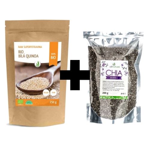 RAW BIO bílá quinoa Allnature 250 g + chia Allnature 200 g ZDARMA
