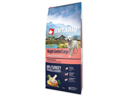 ONTARIO Dog Large Weight Control Turkey & Potatoes & Herbs + 2,25 kg ZDARMA