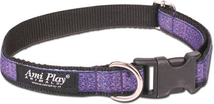 Obojek pro psa nylonový - fialový se vzorem - 2,5 x 45 - 70 cm