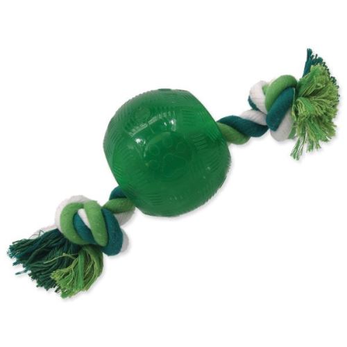 Hračka DOG FANTASY Strong Mint míček guma s provazem zelený 8,2 cm