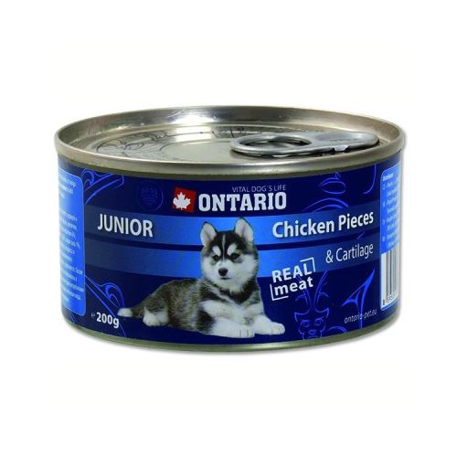Ontario konzerva pro psy Junior Chicken Pieces + Cartilage 200 g