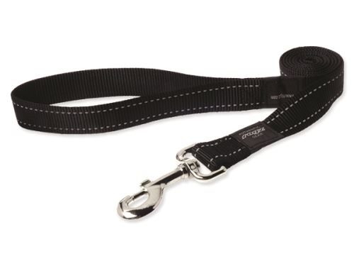 Vodítko pro psa nylonové - reflexní - Rogz Utility - černé - 2,5 x 180 cm