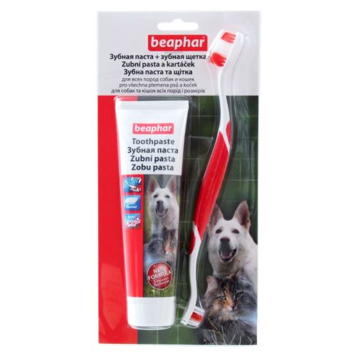 Beaphar zubní pasta + kartáček pro psy a kočky kombipack