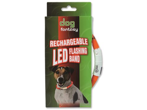 Obojek DOG FANTASY LED světelný oranžový 70 cm